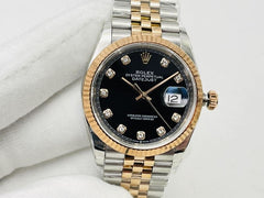 (Pre-Order) Rolex Datejust 41mm – Black Dial with Diamond Markers (Replica)