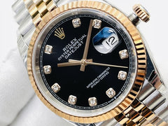 (Pre-Order) Rolex Datejust 41mm – Black Dial with Diamond Markers (Replica)