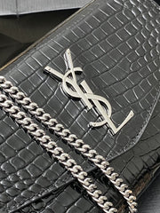 (Pre-Order) YSL Uptown Mini Envelope Bag – Croc Embossed (Replica)