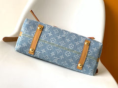 (Pre-Order) Louis Vuitton CarryAll PM – Blue Monogram Denim with Natural Leather Trim (Replica)