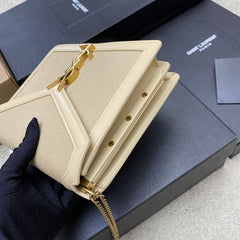 (Pre-Order) YSL Envelope Chain Bag – Beige Canvas with Leather Trim (22CM) (Replica)