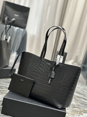 (Pre-Order) YSL Black Croc Embossed Tote Bag (Replica)