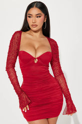 Fashion Nova Princess Beaded Mini Dress - Wine(INSTOCK NOW)