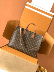 (Pre-Order) Louis Vuitton OnTheGo MM – Monogram Canvas (Brown Handles) (Replica)