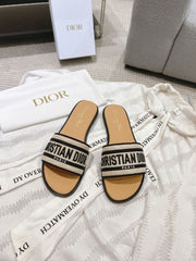 (Pre-Order) Christian Dior-Inspired Beige & Black Slides (Replica)