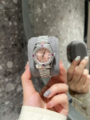 (Pre-Order) Rolex Datejust 31mm Pink Dial with Ruby Accents (Replica)