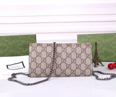 (Pre-Order) GUCCI Dionysus GG Supreme Chain Wallet – Beige (Replica)