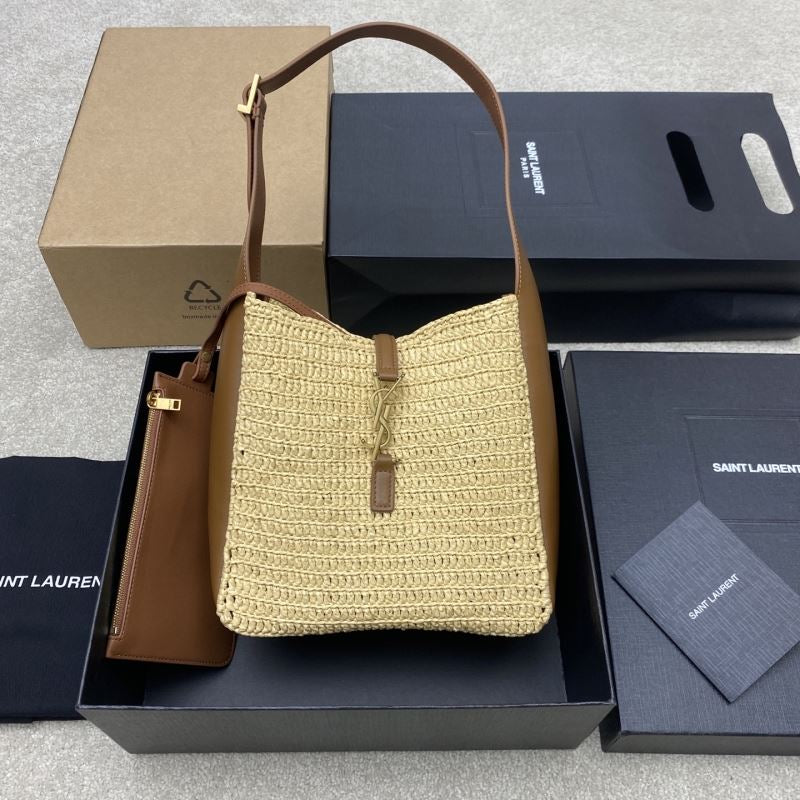 (Pre-Order) YSL Raffia Le 5 À 7 Shoulder Bag – Brown/Beige (Replica)