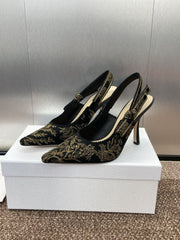 (Pre-Order) Christian Dior-Inspired Embroidered Slingback Heels (Replica)