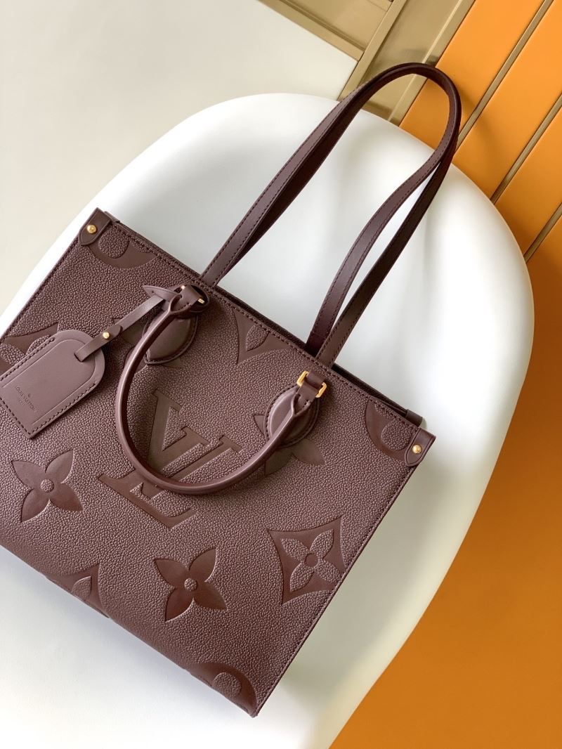 (Pre-Order) Louis Vuitton OnTheGo MM – Burgundy Embossed Monogram (Replica)