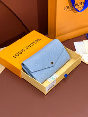 (Pre-Order) Louis Vuitton Empreinte Long Wallet (Blue & Pink) (Replica)