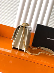 (Pre-Order) YSL Sunset Croc-Embossed Chain Bag – White (Replica)