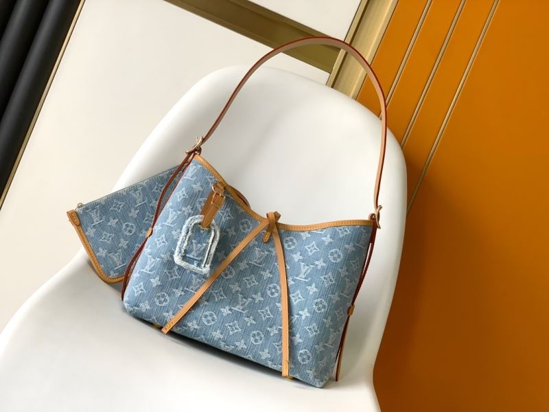(Pre-Order) Louis Vuitton CarryAll PM – Blue Monogram Denim with Natural Leather Trim (Replica)
