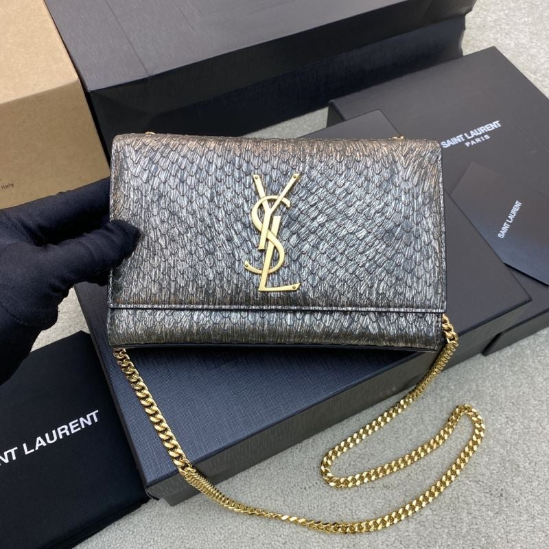 (Pre-Order) YSL Kate Bag – Metallic Feather Embossed (20CM) (Replica)