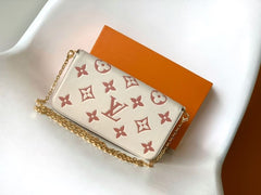 (Pre-Order) Louis Vuitton Félicie Pochette – Cream & Rose Monogram Giant (Replica)