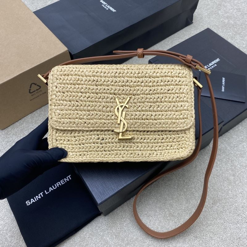 (Pre-Order) YSL Raffia Crossbody Bag – Natural/Gold (Replica)