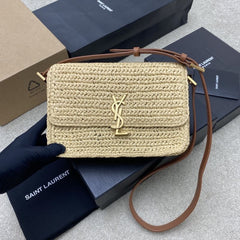 (Pre-Order) YSL Raffia Crossbody Bag – Natural/Gold (Replica)