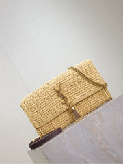 (Pre-Order) YSL Raffia Uptown Chain Bag – Natural Beige (Replica)