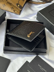 (Pre-Order) YSL Men’s Black Crocodile Bi-Fold Wallet (Replica)