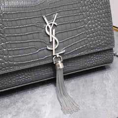 (Pre-order) YSL Kate Medium Tassel Crossbody Bag - Croc-Embossed Leather (Replica)