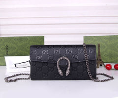 (Pre-Order) GUCCI Dionysus Black Embossed Chain Wallet (Replica)