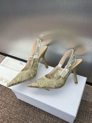(Pre-Order) Christian Dior-Inspired Embroidered Slingback Heels (Replica)
