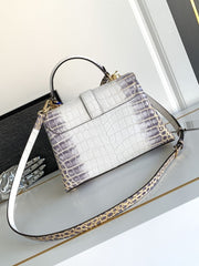 (Pre-Order) Louis Vuitton Rose des Vents – White & Violet Croc-Embossed (Replica)