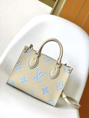 (Pre-Order) Louis Vuitton OnTheGo PM – Beige with Blue Monogram (Replica)