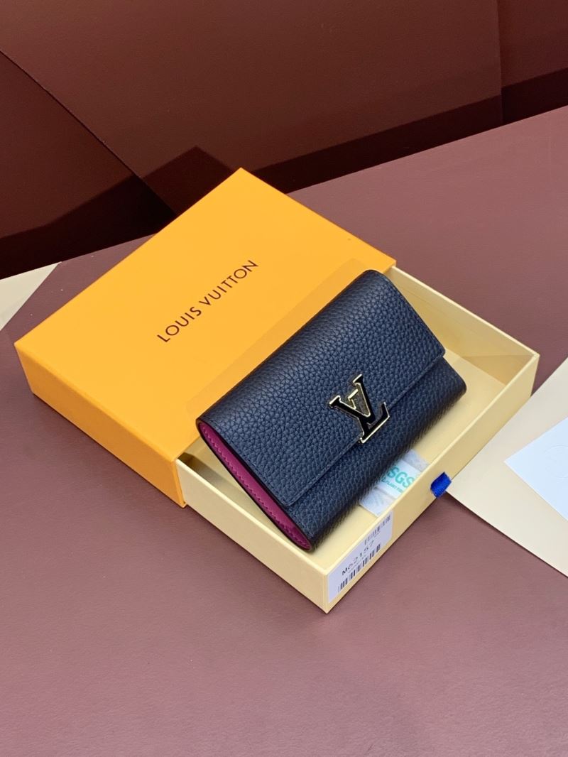 (Pre-Order) Louis Vuitton LV Twist Compact Wallet – Black with Plum Interior (Replica)