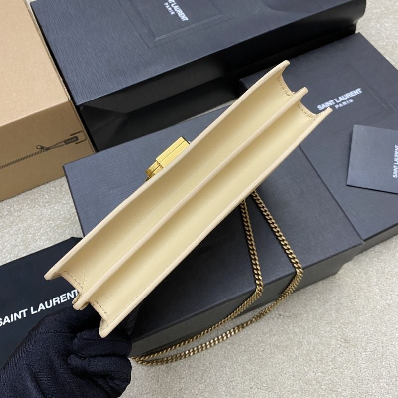 (Pre-Order) YSL Envelope Chain Bag – Beige Canvas with Leather Trim (22CM) (Replica)