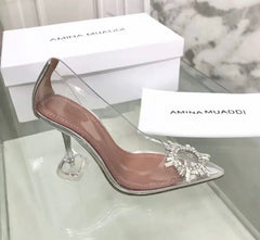 (Pre-Order) Amina Muaddi BEGUM GLASS SLING TRANSPARENT PVC (Replica)