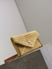 (Pre-Order) YSL Raffia Mini Envelope Bag – Natural (Replica)