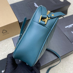 (Pre-Order) YSL Lou Camera Bag – Teal with Gold Hardware (Replica)