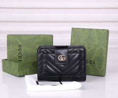 (Pre-Order) GG Quilted Leather Wallet – Compact Trifold Design (Replica)