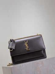 (Pre-Order) YSL Sunset Classic Coffee Bag With Gold Buckle 22cm (Replica)
