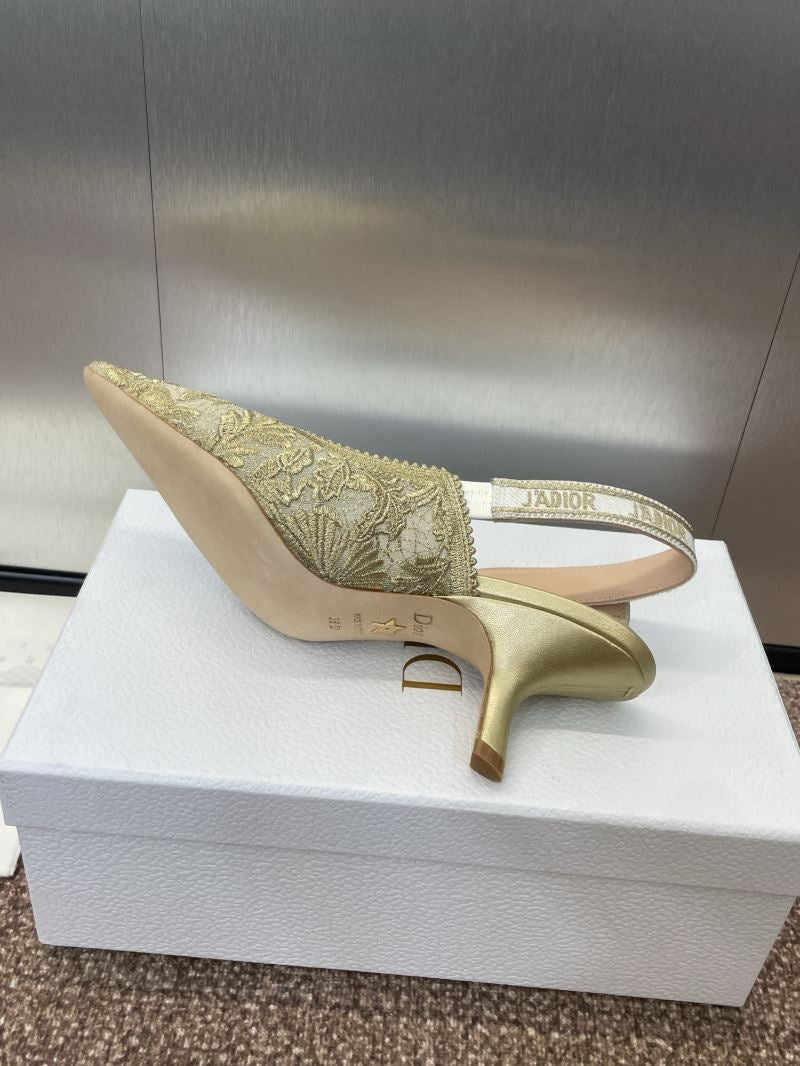 (Pre-Order) Christian Dior-Inspired Embroidered Slingback Heels (Replica)
