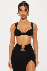 (INSTOCK NOW) Fashion Nova Flirty Bra Top And Midi Skirt Set -
Black