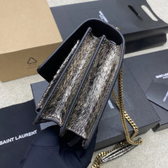 (Pre-Order) YSL Sunset Croc-Embossed Chain Bag – Golden Snake Pattern (Replica)