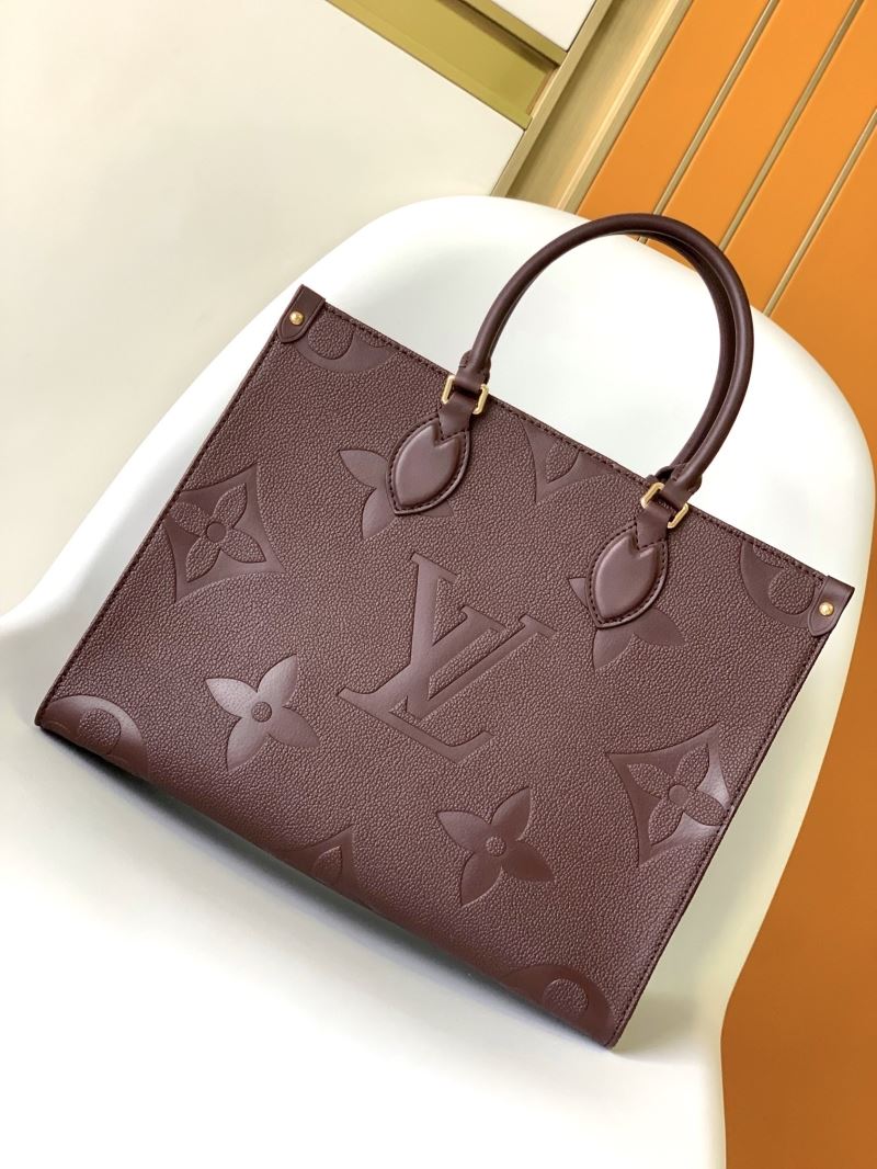 (Pre-Order) Louis Vuitton OnTheGo MM – Burgundy Embossed Monogram (Replica)