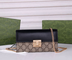 (Pre-Order) Gucci Padlock Chain Wallet – Available in Black or Red (Replica)