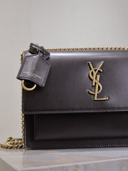 (Pre-Order) YSL Sunset Classic Coffee Bag With Gold Buckle 22cm (Replica)