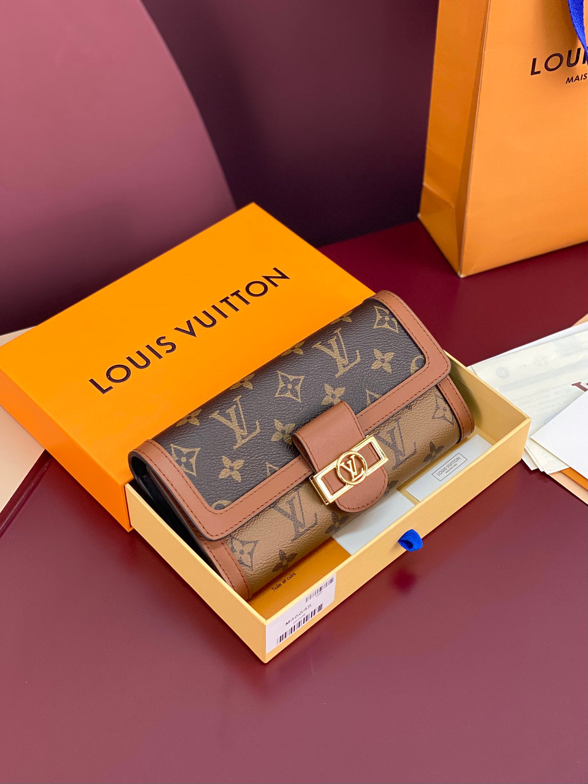 (Pre-Order) Louis Vuitton Daphne Monogram Wallet – Brown Trim (Replica)