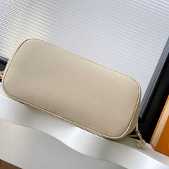 (Pre-Order) Louis Vuitton Neverfull MM – Empreinte Leather (Cream with Pink Monogram)(Replica)