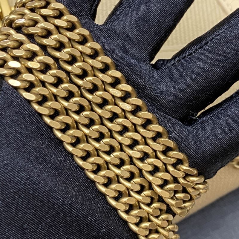 (Pre-Order) YSL Envelope Chain Bag – Beige Canvas with Leather Trim (22CM) (Replica)
