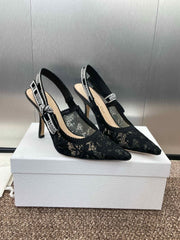 (Pre-Order) Christian Dior-Inspired Embroidered Slingback Heels (Replica)