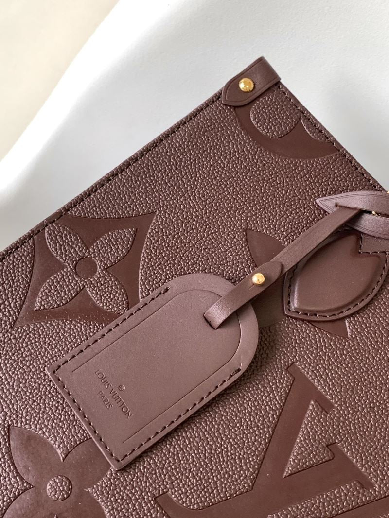(Pre-Order) Louis Vuitton OnTheGo MM – Burgundy Embossed Monogram (Replica)