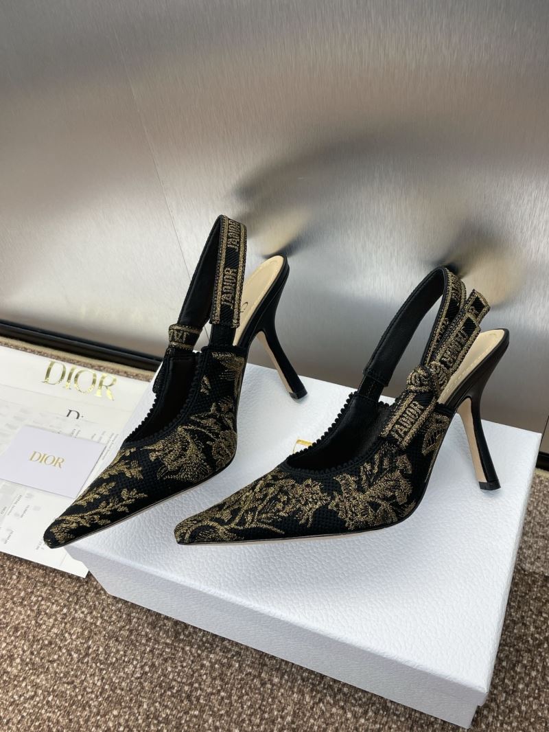 (Pre-Order) Christian Dior-Inspired Embroidered Slingback Heels (Replica)