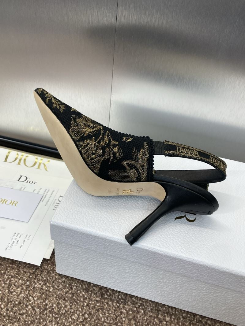 (Pre-Order) Christian Dior-Inspired Embroidered Slingback Heels (Replica)