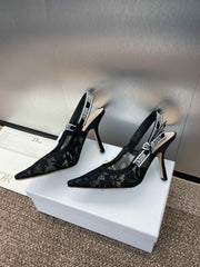 (Pre-Order) Christian Dior-Inspired Embroidered Slingback Heels (Replica)