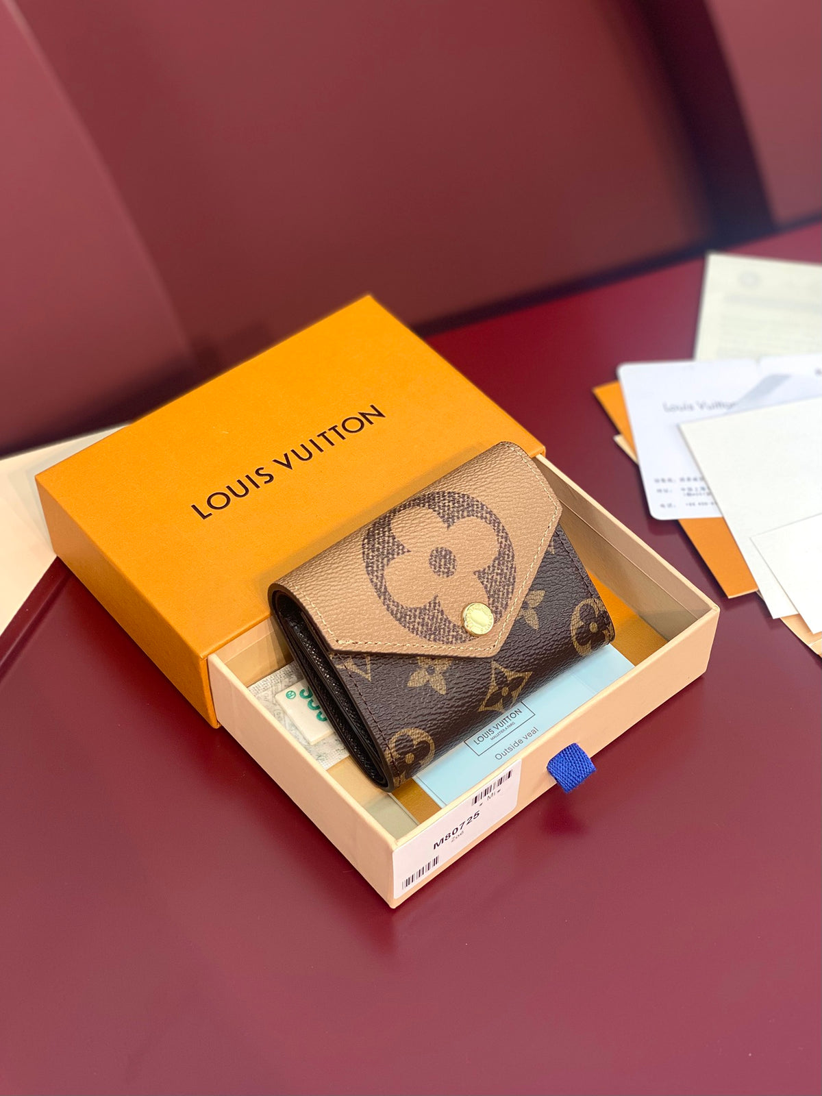 (Pre-Order) Louis Vuitton Monogram Mini Wallet (Beige Flap) (Replica)